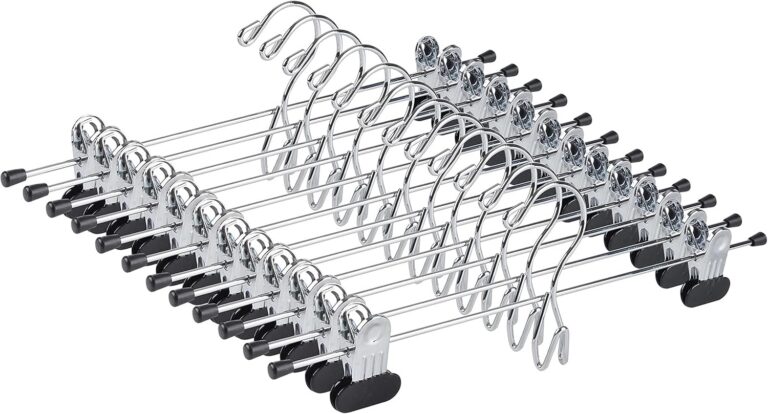 Amber Home 12 Pack Heavy Duty Add on Metal Pants Skirt Hangers