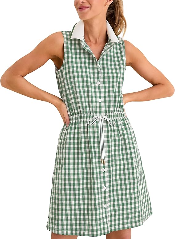 Womens Gingham Polo Dress