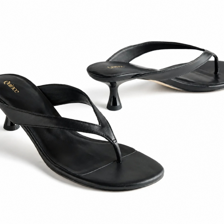 Italian Leather Thong Kitten Heel Sandal