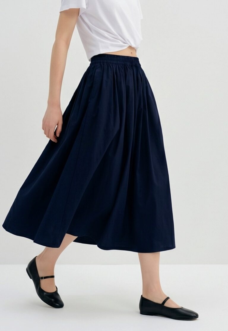 Rue Sophie Panier Drawstring Waist Navy Skirt