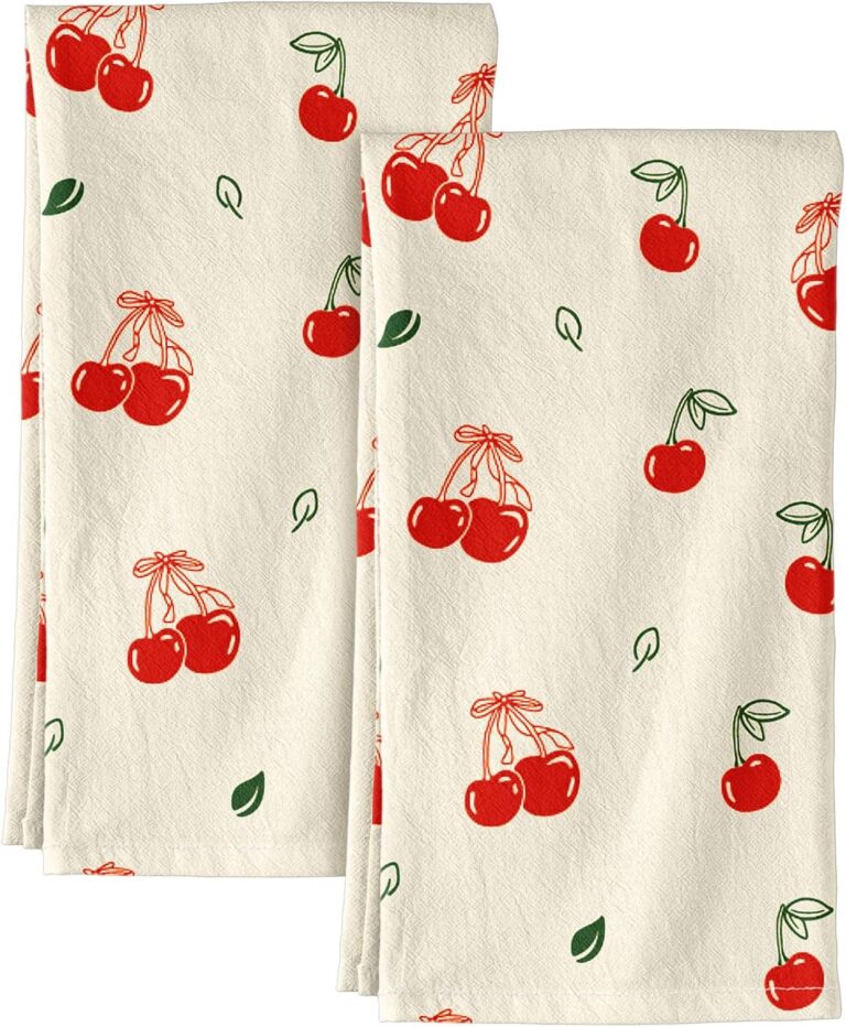 Miss Adola Flour Sack Kitchen Towels Set of 2-18x26 Cotton Cherries