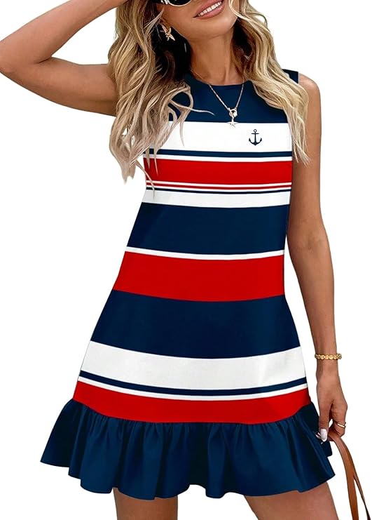 Ruffle Hem Sleeveless Mini Tank Dress