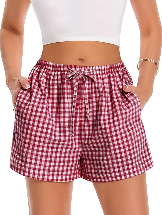 Women Gingham Boxer Shorts - Drawstring