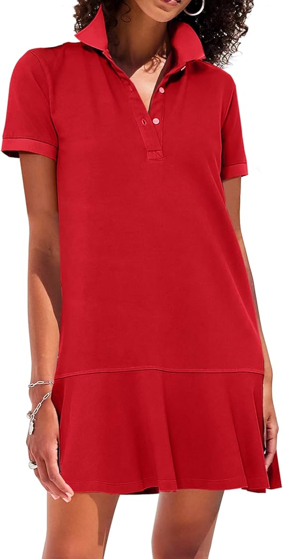 Polo Dress for Women Ruffle Hem