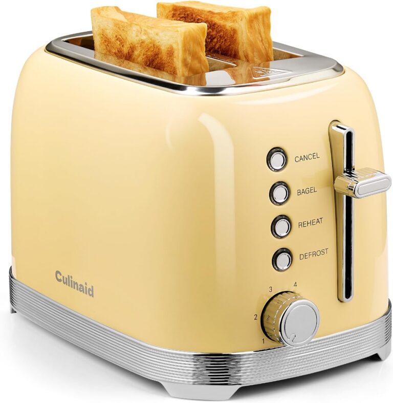 Culinaid Toaster 2 Slice Retro Stainless Steel with 1.5” Extra Wide Slots