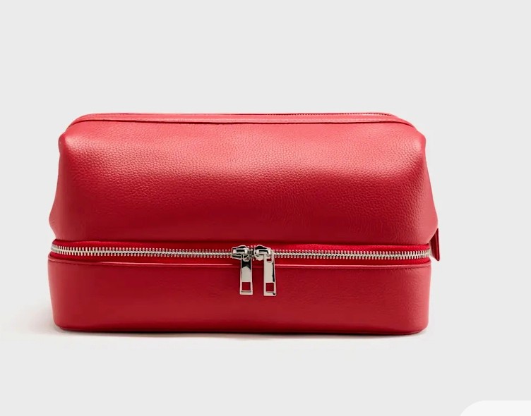 Italian Leather Dual Compartment Toiletry Bag