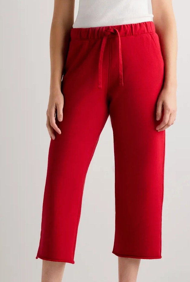 Organic French Terry Cropped Wide Leg Pants
