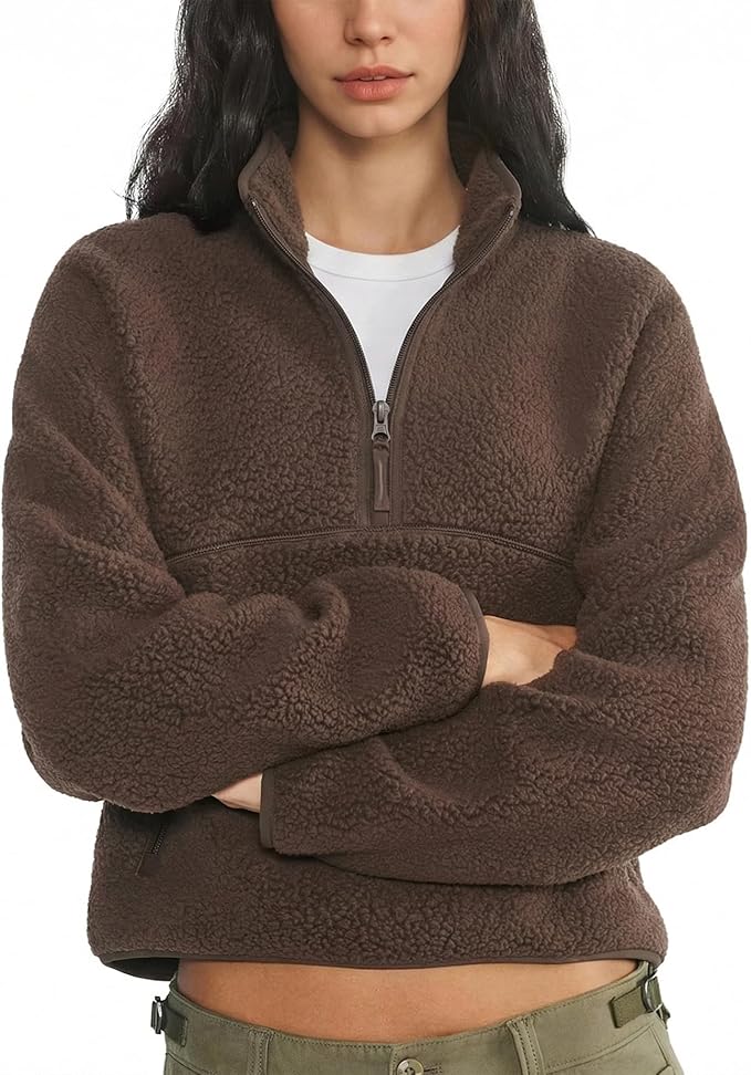 Women's Brown Fleece Pullover