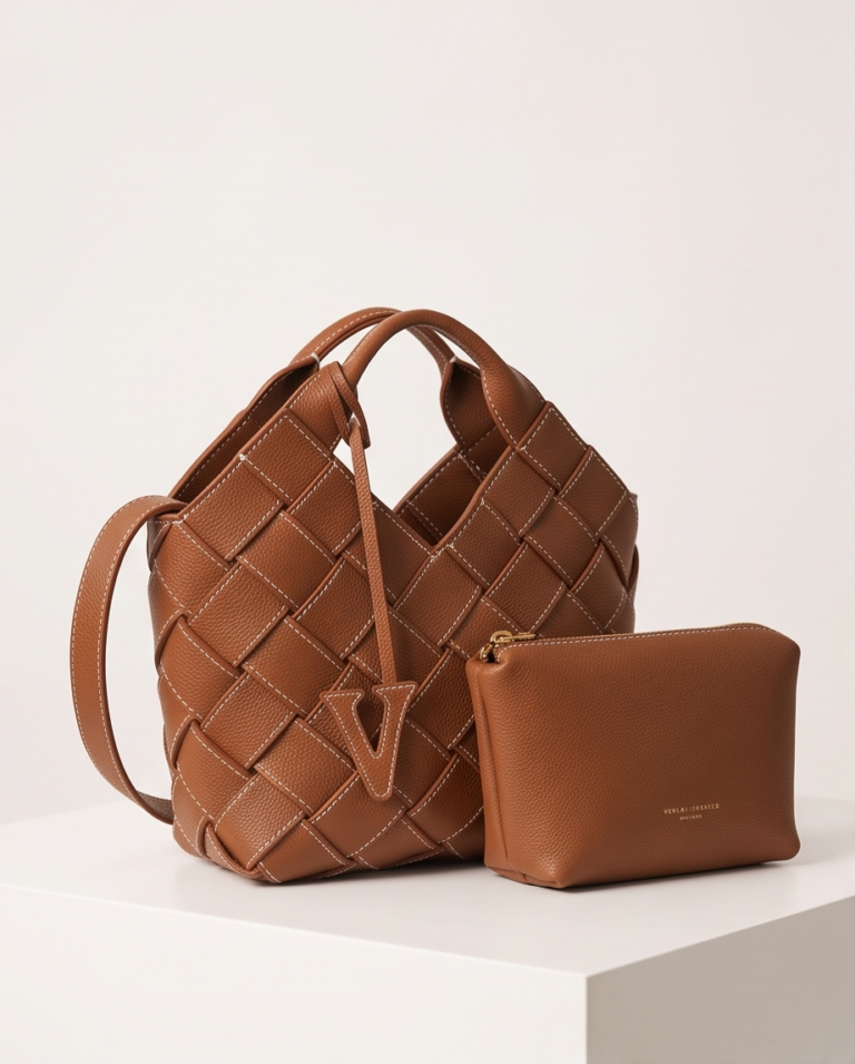 Caramel Woven Basket Bag