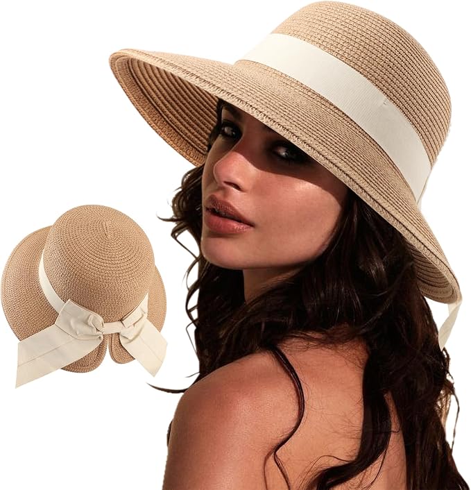 Sun Hats for Women Travel Fedora Foldable Beach Sun Hat Summer Wide Brim