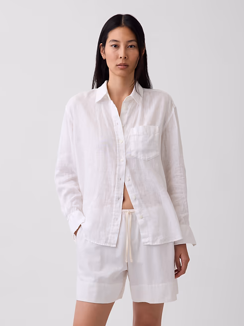 Gap Oversized Women's White Linen Shirt