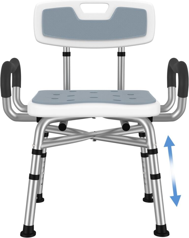 BRITULIF Adjustable Shower Chair with Arms & Back, Stable Heavy Duty 550lbs Safety Bathtub Seat with Non-Slip Feet
