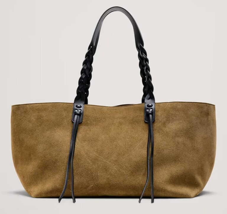 Large Leather East-West Tote Bag