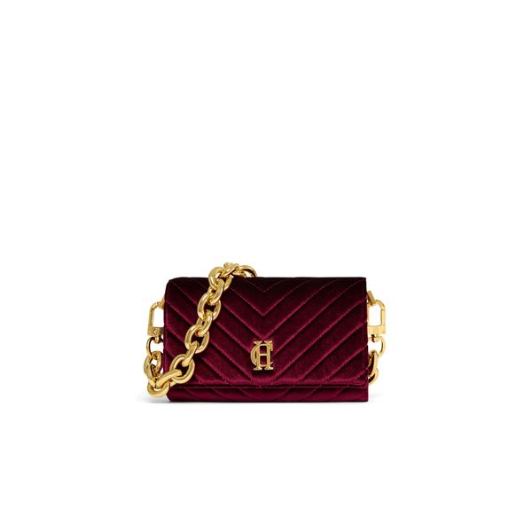 Holland Cooper Belgravia Clutch Bag Merlot Velvet