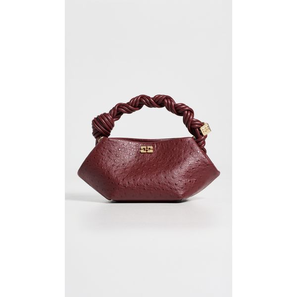 GANNI Bou Mini Ostrich Bag Brick Red