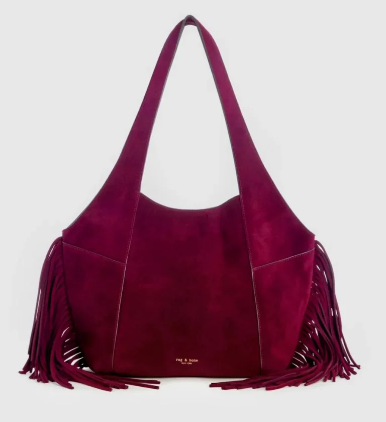 Rag & Bone Brayton Suede Fringe Carryall Deep Berry