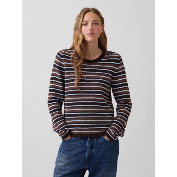 Gap 100% Cotton Brown and Blue Striped Rollneck Sweater