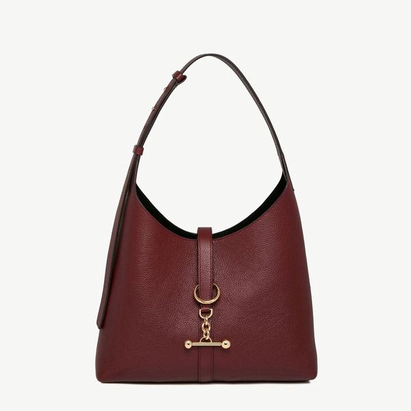 Strathberry Kite Suede Hobo Shoulder Bag Oxblood
