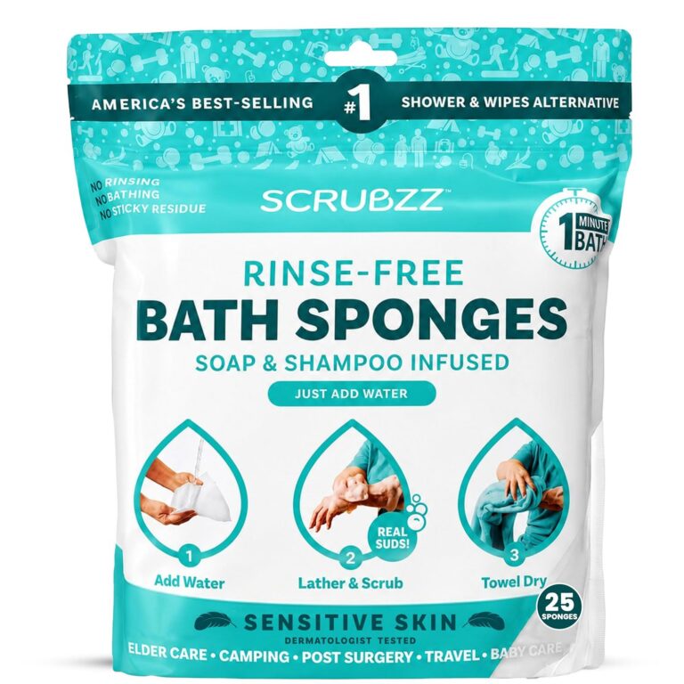 Scrubzz Disposable No Rinse Bathing Wipes for Sensitive Skin