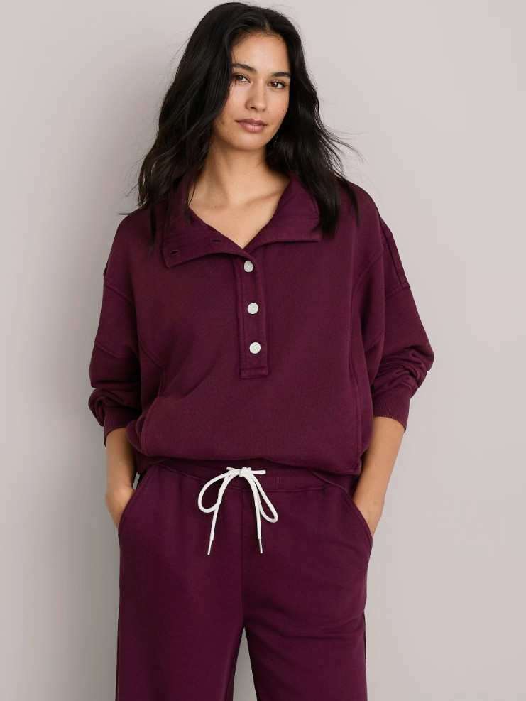 Lou & Grey Garment Dyed Terrysoft Henley Pocket Top