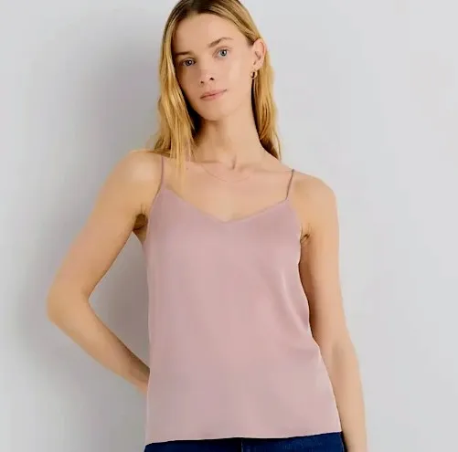 100% Washable Stretch Silk V Neck Cami – Vintage Pink