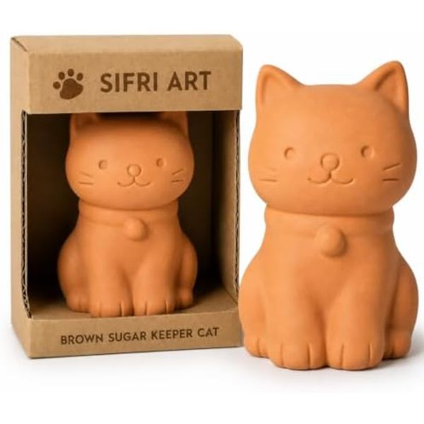 Sifri Terracotta Brown Sugar Keeper – Cat Shaped Sugar Saver