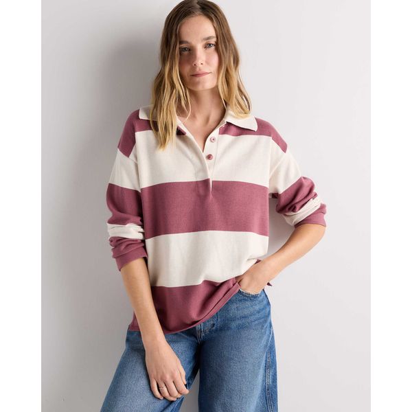 Cotton Cashmere Rugby Polo Sweater