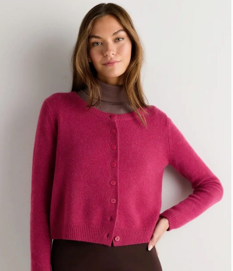 Mongolian Cashmere Cropped Crew Cardigan